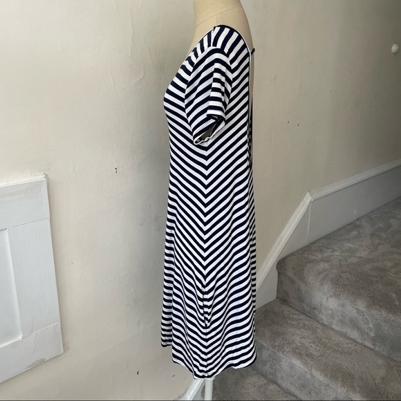 Lovers and Friends White Navy Stripe Short Sleeve Open Back Hiatus Dress Size S - Picture 4 of 12